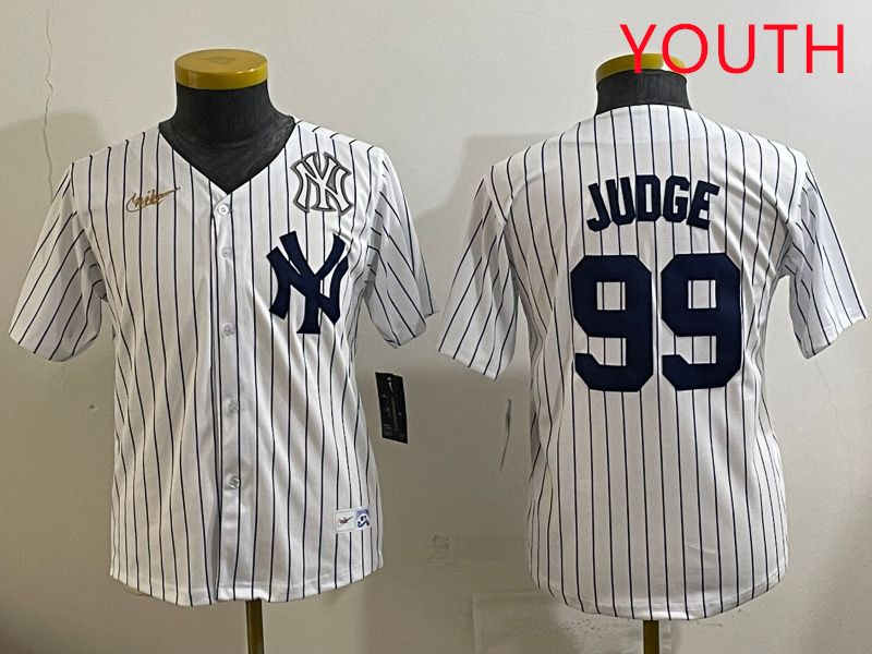 Youth New York Yankees #99 Judge White 2025 Nike MLB jersey style 1